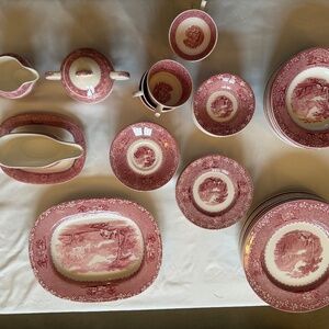 Vintage Royal Staffordshire “Jenny Lind” Pink Dinner Set